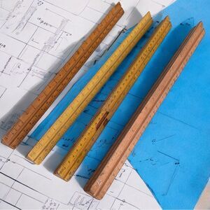 Vintage Architect Drafting 3-Sided K&E Dietzgen Wood Ruler Bundle of 4